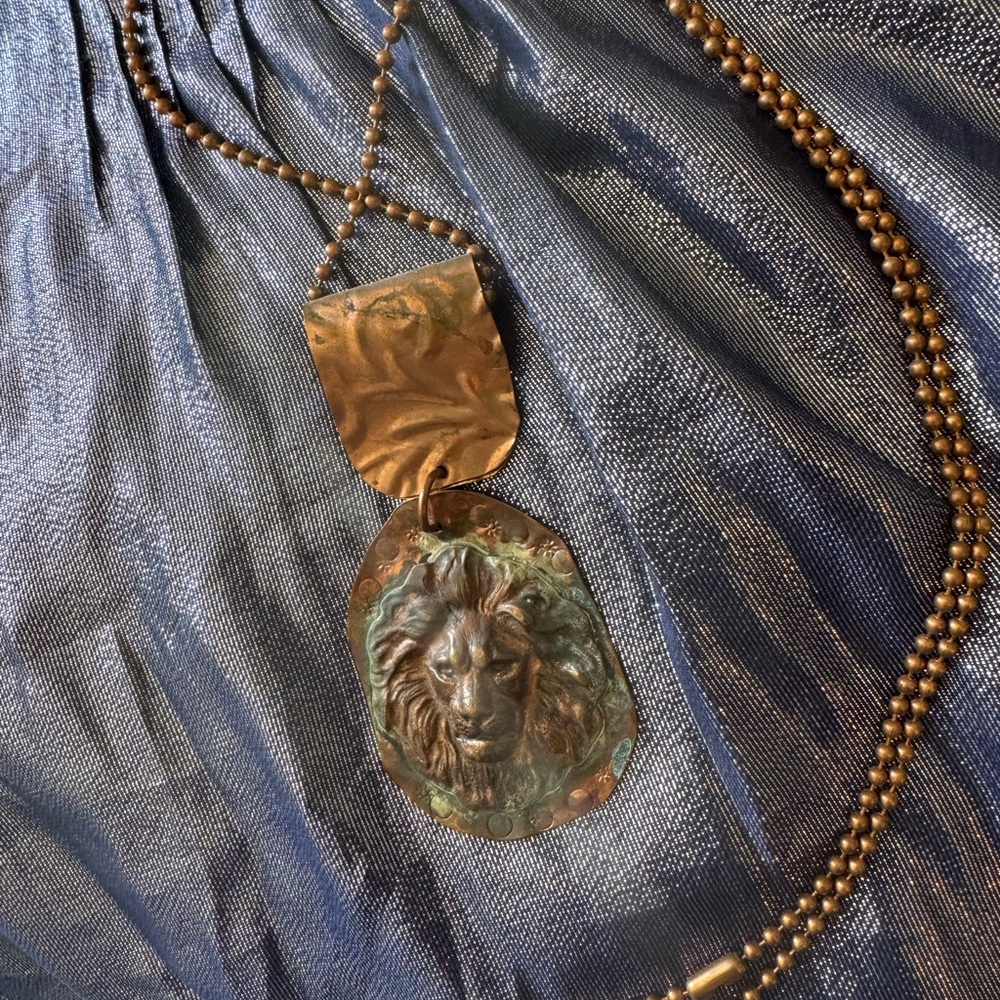Handcrafted Copper Lion Pendant